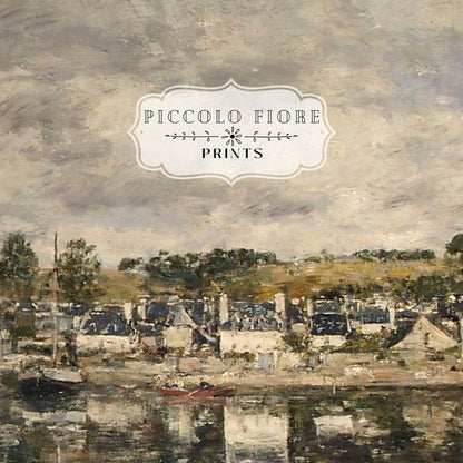 French Village by A River | P124 - Single Art Prints - Piccolo Fiore Prints