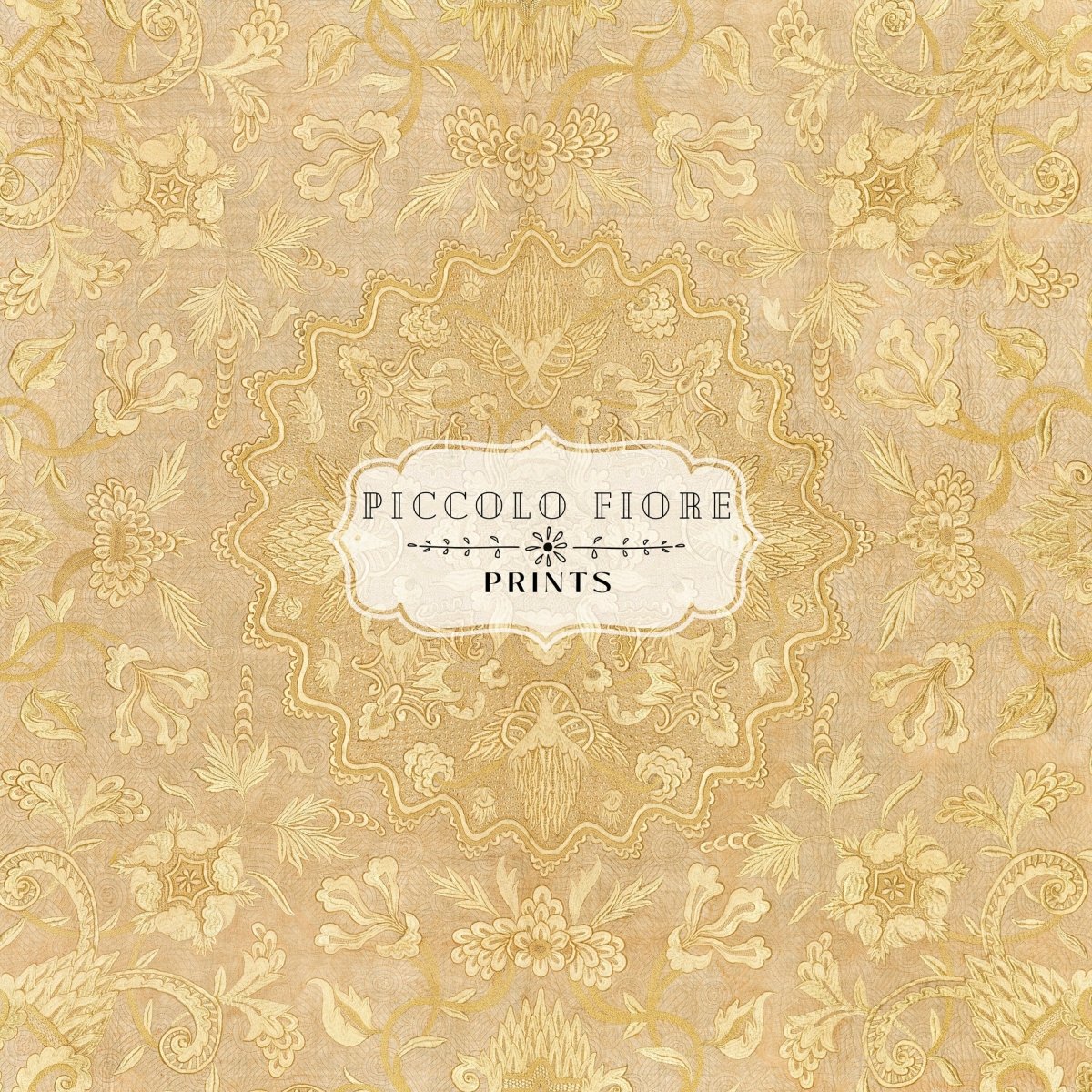 Gold Irelandian Coverlet | Textile Art Print | P131 - Single Square Art Prints - Piccolo Fiore Prints