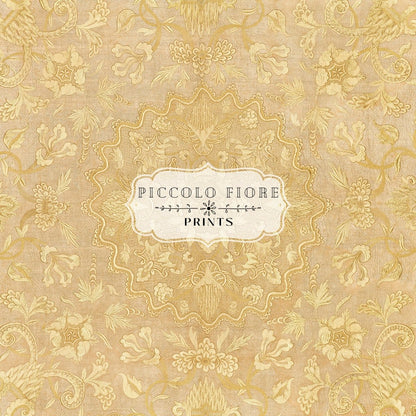 Gold Irelandian Coverlet | Textile Art Print | P131 - Single Square Art Prints - Piccolo Fiore Prints