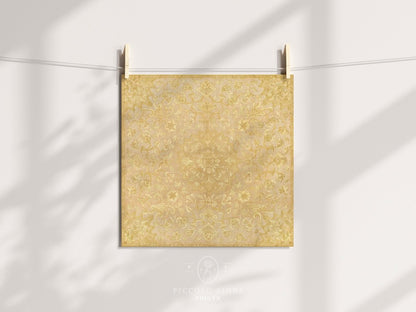 Gold Irelandian Coverlet | Textile Art Print | P131 - Single Square Art Prints - Piccolo Fiore Prints