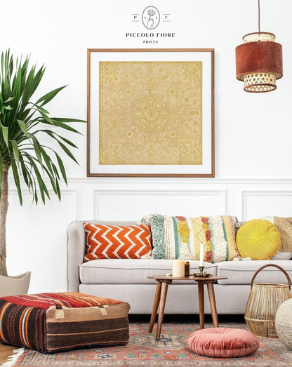 Gold Irelandian Coverlet | Textile Art Print | P131 - Single Square Art Prints - Piccolo Fiore Prints