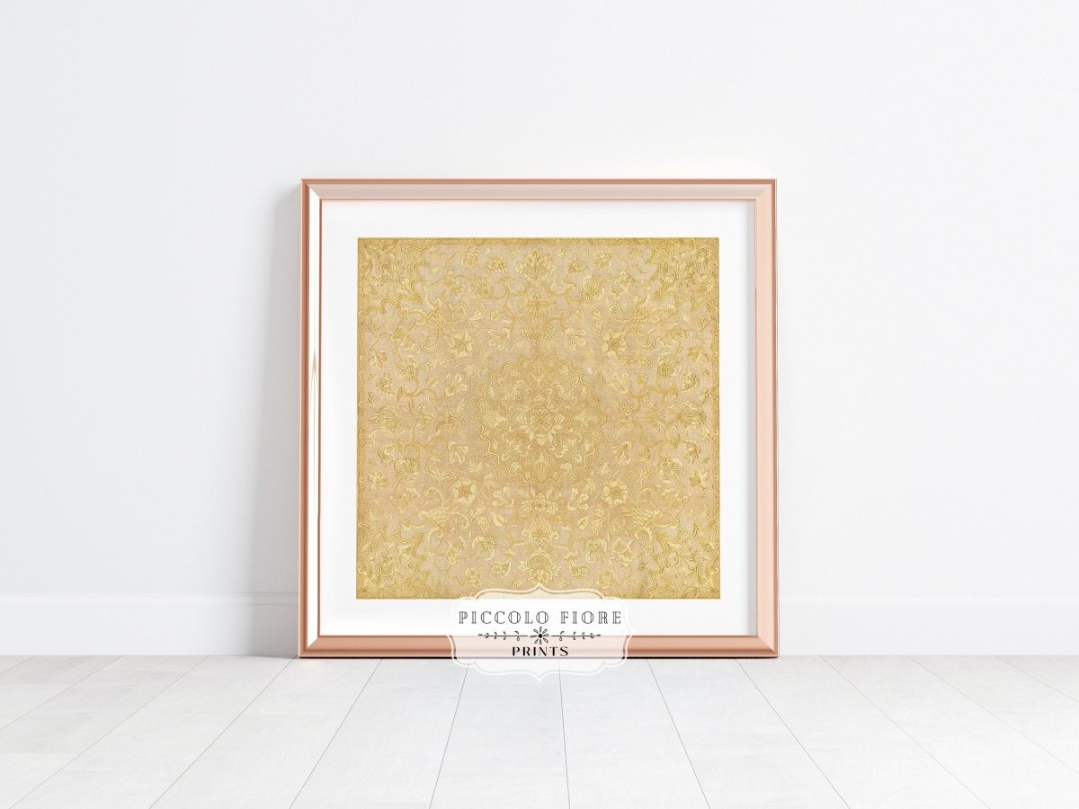 Gold Irelandian Coverlet | Textile Art Print | P131 - Single Square Art Prints - Piccolo Fiore Prints