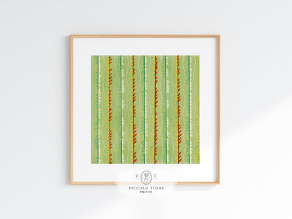 Green Stripe | Vintage Japanese Woodblock Print | P144 - Single Square Art Prints - Piccolo Fiore Prints