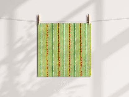 Green Stripe | Vintage Japanese Woodblock Print | P144 - Single Square Art Prints - Piccolo Fiore Prints
