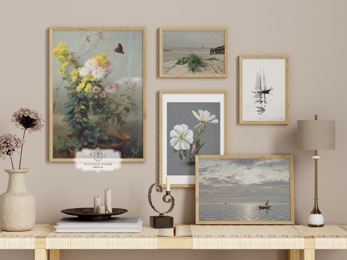 Grey Coastal Floral | Gallery Wall Set | 5 Prints | M5 - 3 - Gallery Wall Set - Piccolo Fiore Prints
