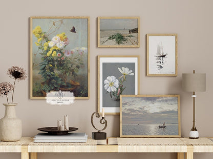 Grey Coastal Floral | Gallery Wall Set | 5 Prints | M5 - 3 - Gallery Wall Set - Piccolo Fiore Prints