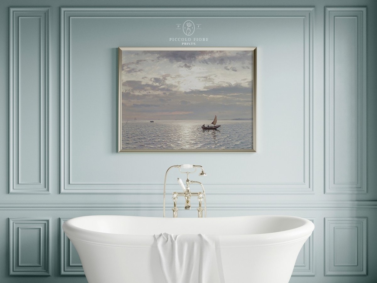 Grey Sailing Boat Seascape | P427 - Single Art Prints - Piccolo Fiore Prints