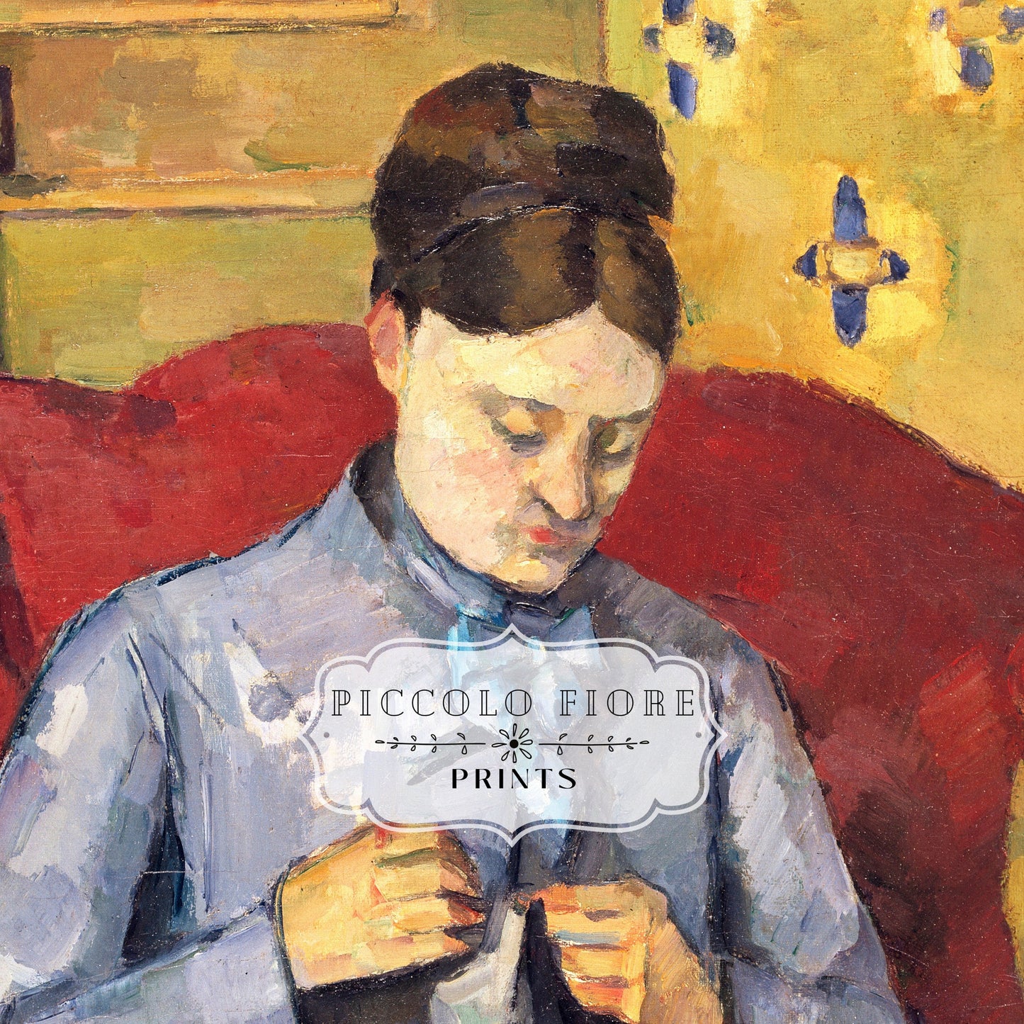 Sewing in a Red Chair | P307