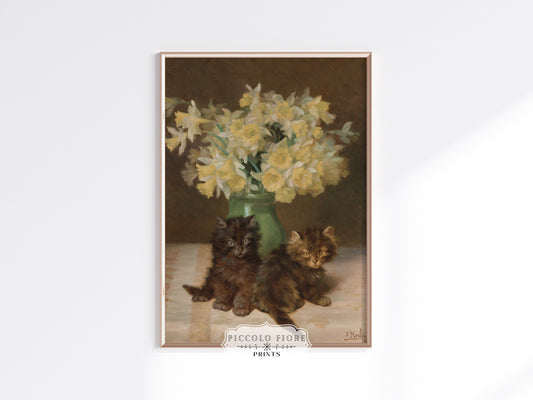 Kittens and a Vase of Narcissi | P411