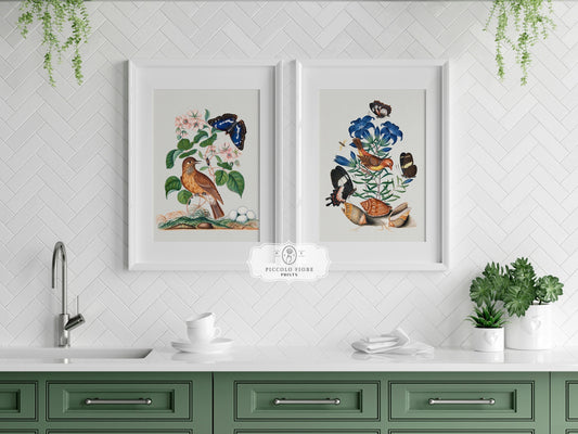 Birds and Butterflies | Gallery Wall Set | 2 Prints | M2-1