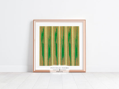 Khaki Green Stripe | Vintage Japanese Woodblock | P136 - Single Square Art Prints - Piccolo Fiore Prints