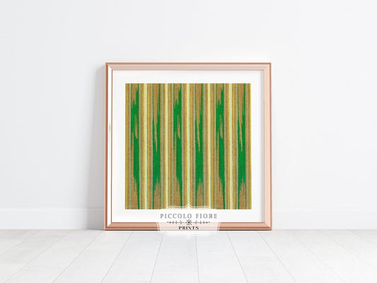 Khaki Green Stripe | Vintage Japanese Woodblock | P136 - Single Square Art Prints - Piccolo Fiore Prints