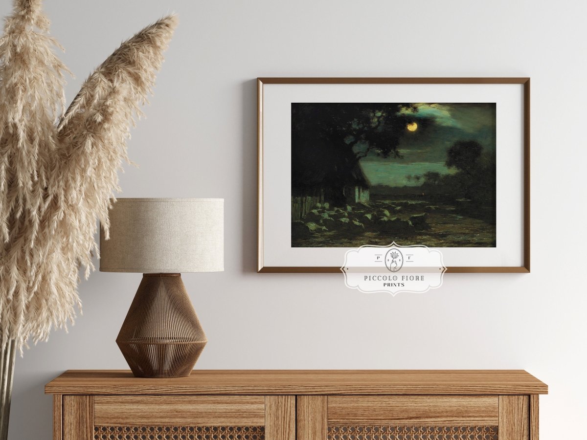 Moonlit Sheepyard | P195 - Single Art Prints - Piccolo Fiore Prints