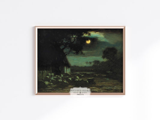 Moonlit Sheepyard | P195 - Single Art Prints - Piccolo Fiore Prints