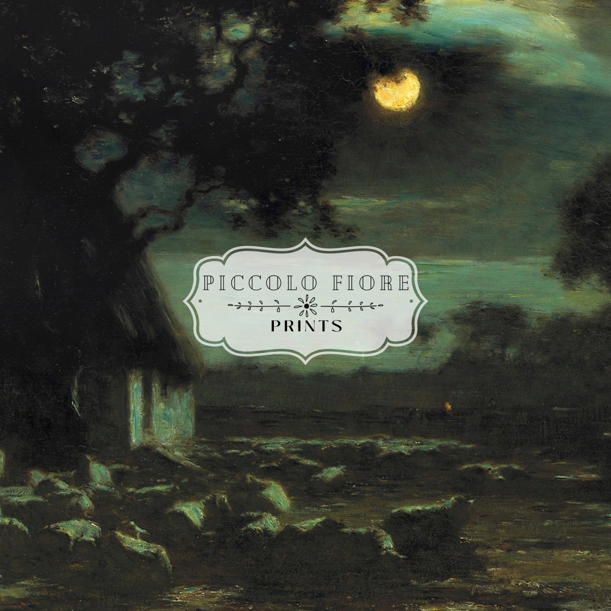 Moonlit Sheepyard | P195 - Single Art Prints - Piccolo Fiore Prints