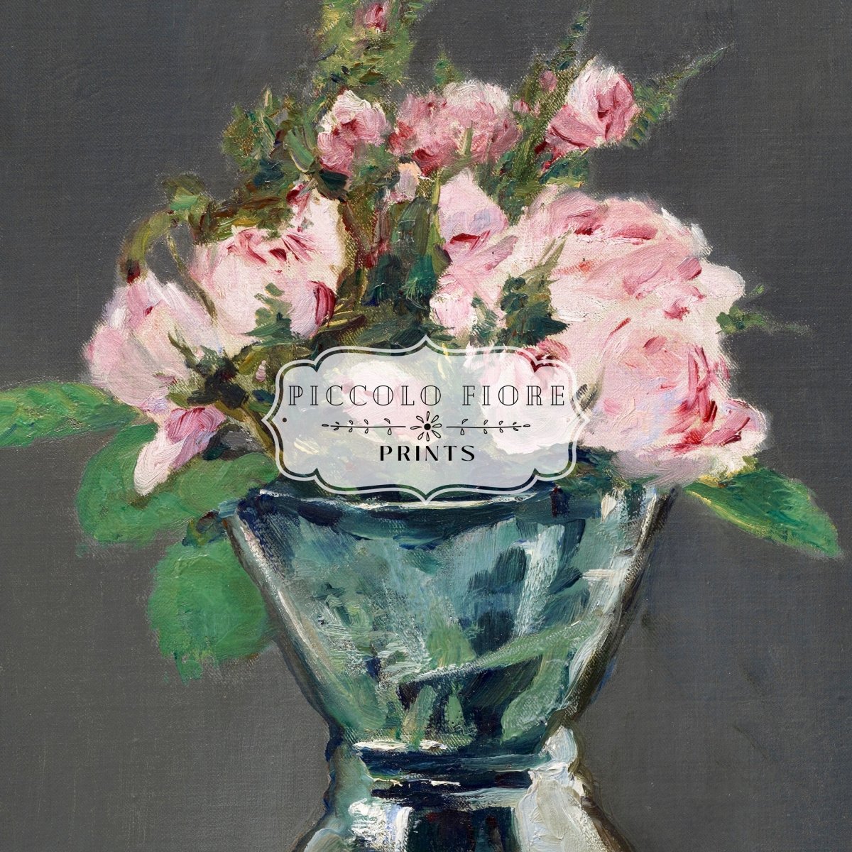 Moss Roses in a Vase | P132 - Single Art Prints - Piccolo Fiore Prints