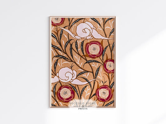 Oriental Art Nouveau Textile Stencil | P260 - Single Art Prints - Piccolo Fiore Prints