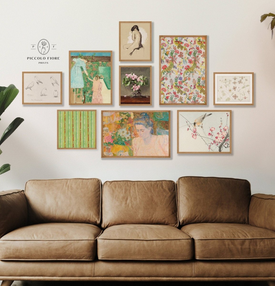 Pastel Green, Pink and Beige | Gallery Wall Set | 9 Prints | S9 - 5 - Gallery Wall Set - Piccolo Fiore Prints