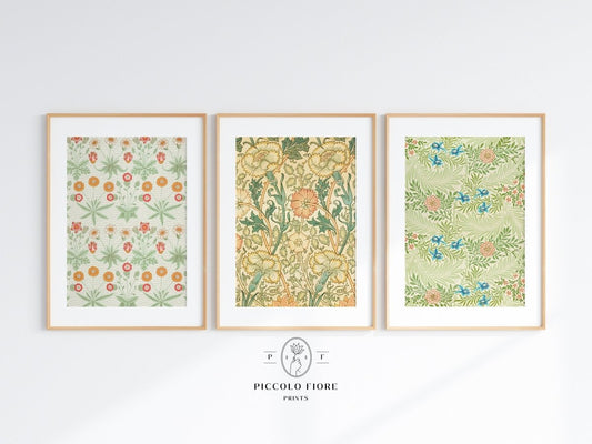 Peach and Green Florals | William Morris | Gallery Wall Set | 3 Prints | S3 - 5 - Gallery Wall Set - Piccolo Fiore Prints