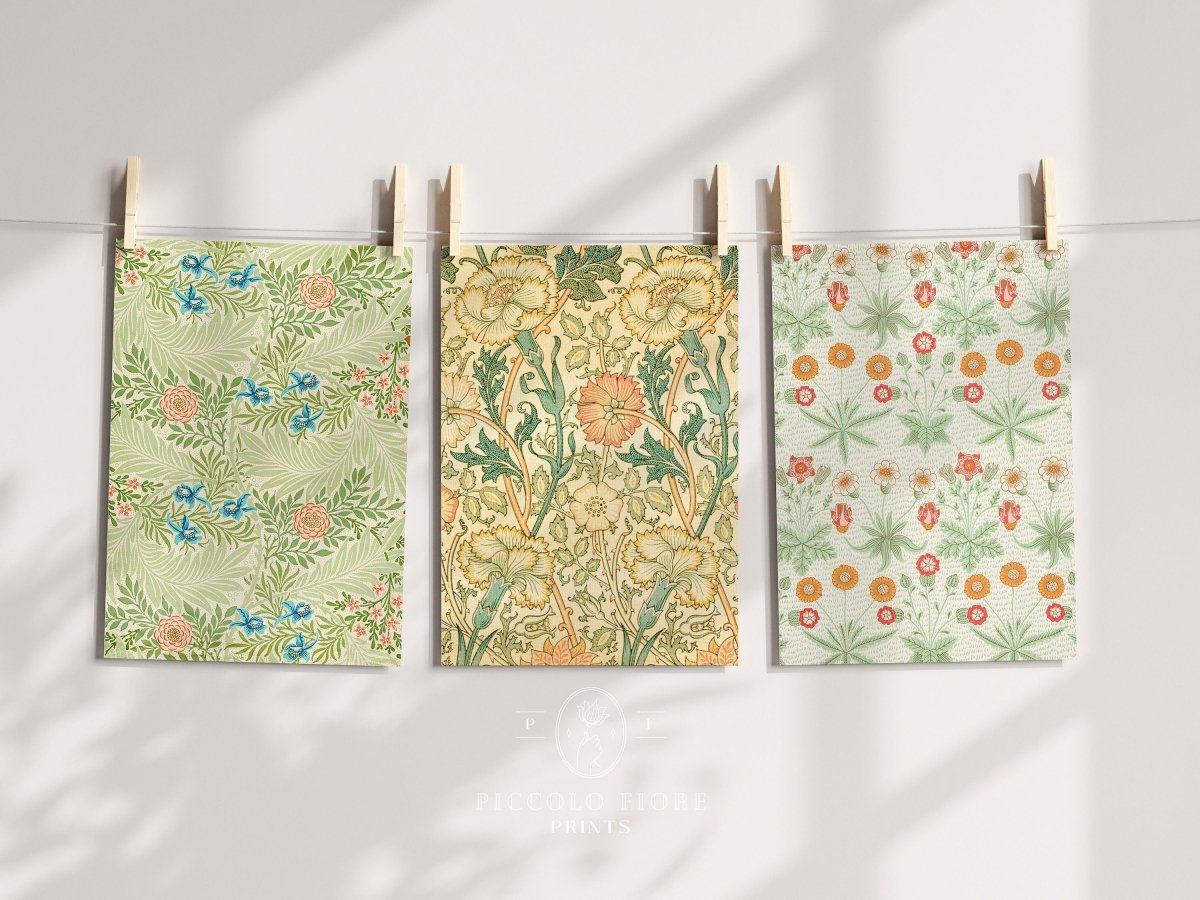Peach and Green Florals | William Morris | Gallery Wall Set | 3 Prints | S3 - 5 - Gallery Wall Set - Piccolo Fiore Prints
