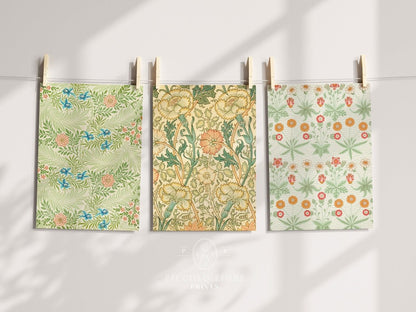 Peach and Green Florals | William Morris | Gallery Wall Set | 3 Prints | S3 - 5 - Gallery Wall Set - Piccolo Fiore Prints