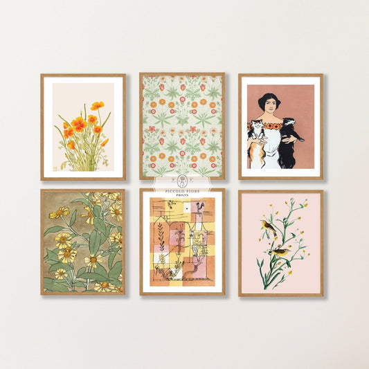 Peach, Pink and Green Eclectic | Gallery Wall Sets | 6 Prints | S11 - 4.9 - Gallery Wall Set - Piccolo Fiore Prints