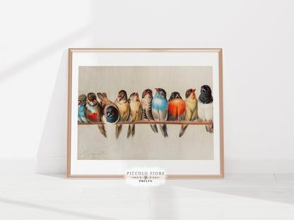 Perch of Small Birds | P30.1 - Single Art Prints - Piccolo Fiore Prints