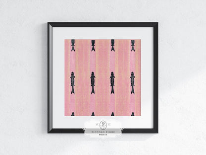 Pink Fish | Vintage Japanese Woodblock | P128 - Single Square Art Prints - Piccolo Fiore Prints