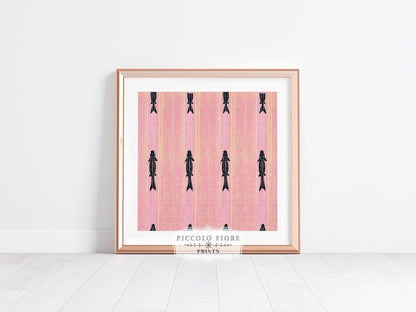 Pink Fish | Vintage Japanese Woodblock | P128 - Single Square Art Prints - Piccolo Fiore Prints