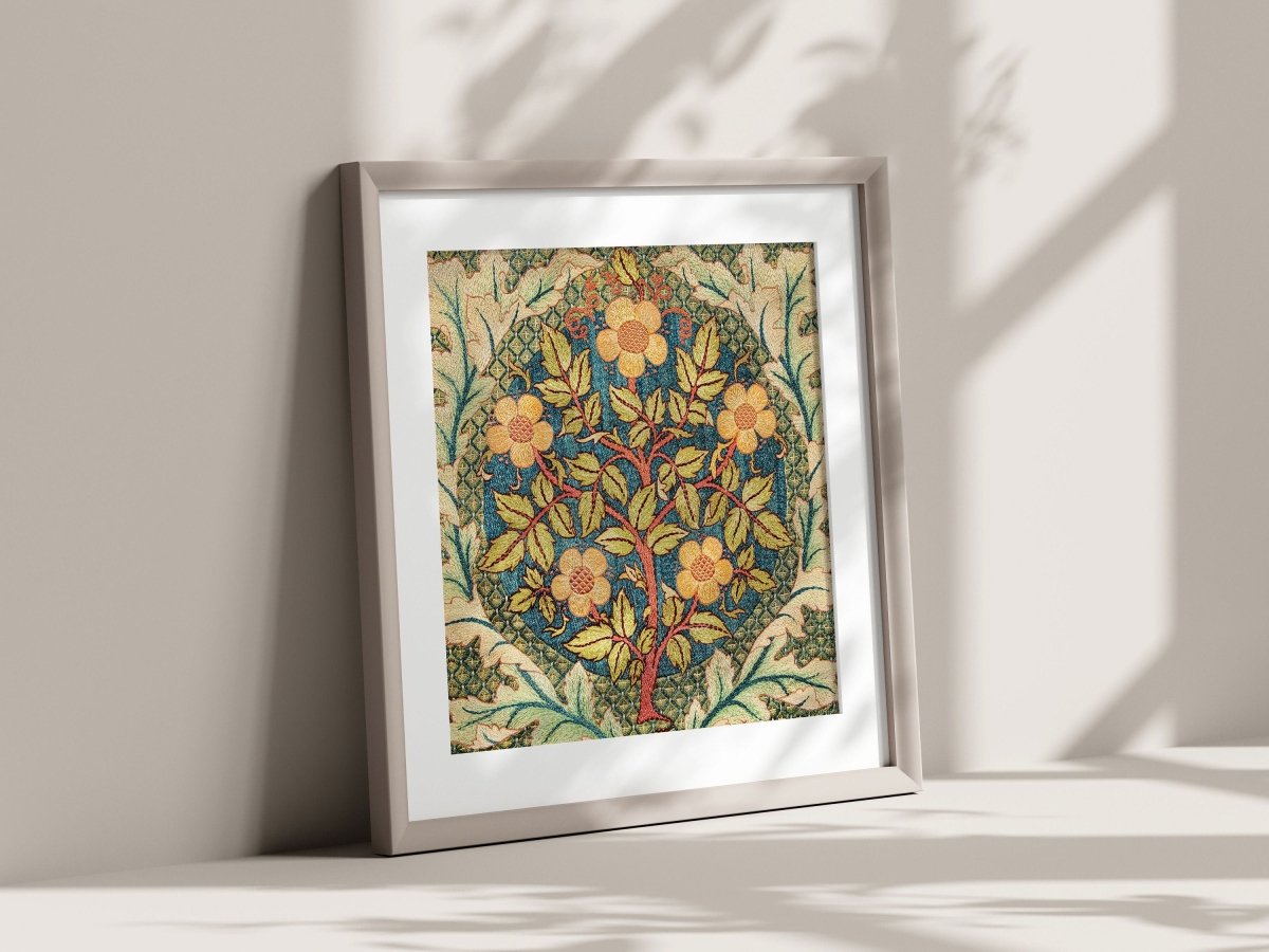Rose Wreath | Textile Art Print | William Morris | P326 - Single Square Art Prints - Piccolo Fiore Prints