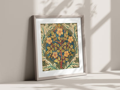 Rose Wreath | Textile Art Print | William Morris | P326 - Single Square Art Prints - Piccolo Fiore Prints