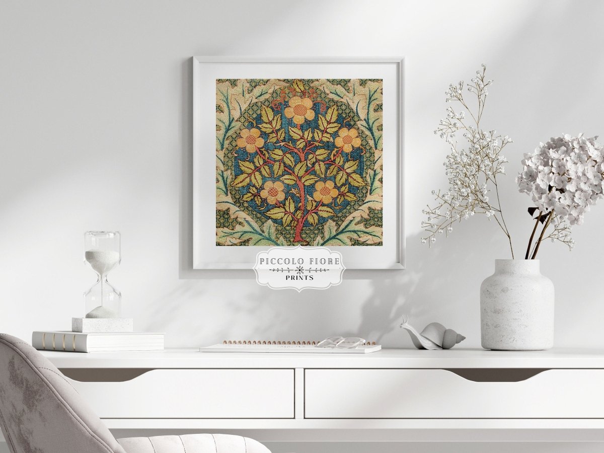 Rose Wreath | Textile Art Print | William Morris | P326 - Single Square Art Prints - Piccolo Fiore Prints
