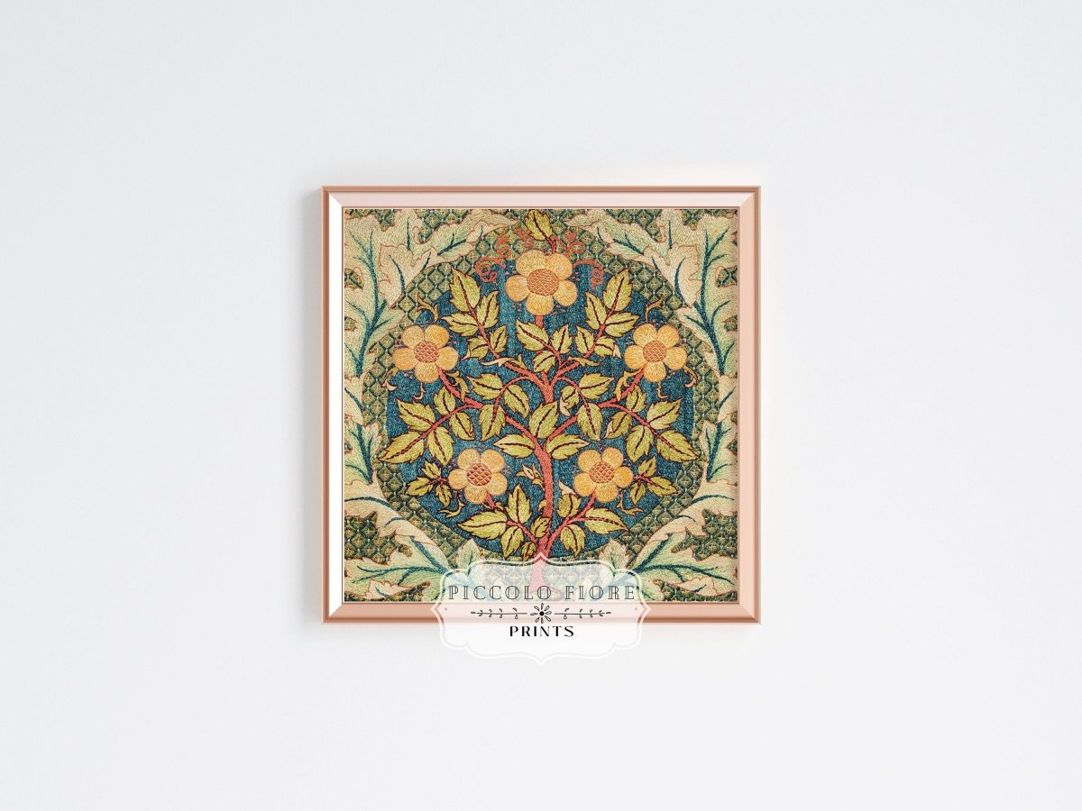 Rose Wreath | Textile Art Print | William Morris | P326 - Single Square Art Prints - Piccolo Fiore Prints