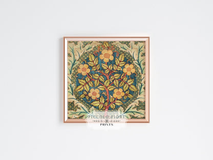 Rose Wreath | Textile Art Print | William Morris | P326 - Single Square Art Prints - Piccolo Fiore Prints