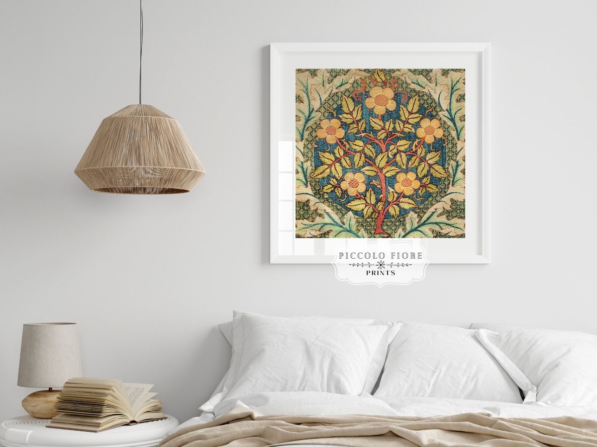 Rose Wreath | Textile Art Print | William Morris | P326 - Single Square Art Prints - Piccolo Fiore Prints