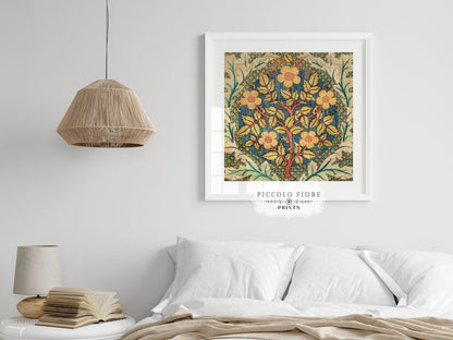 Rose Wreath | Textile Art Print | William Morris | P326 - Single Square Art Prints - Piccolo Fiore Prints