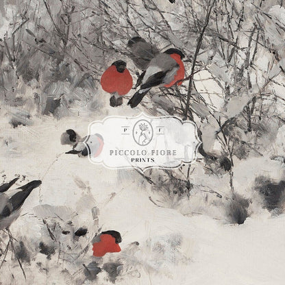 Samsung Frame TV Art | Bullfinches in the Snow | TV13 - Frame TV Art - Piccolo Fiore Prints