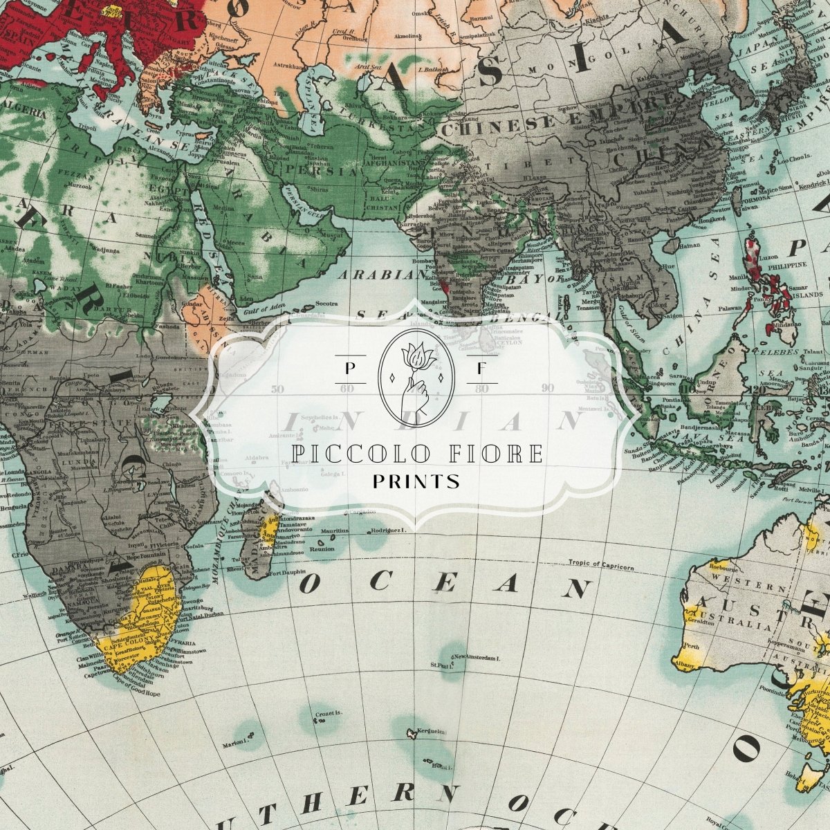 Samsung Frame TV Art | Missionary Map of the World | TV25 - Frame TV Art - Piccolo Fiore Prints