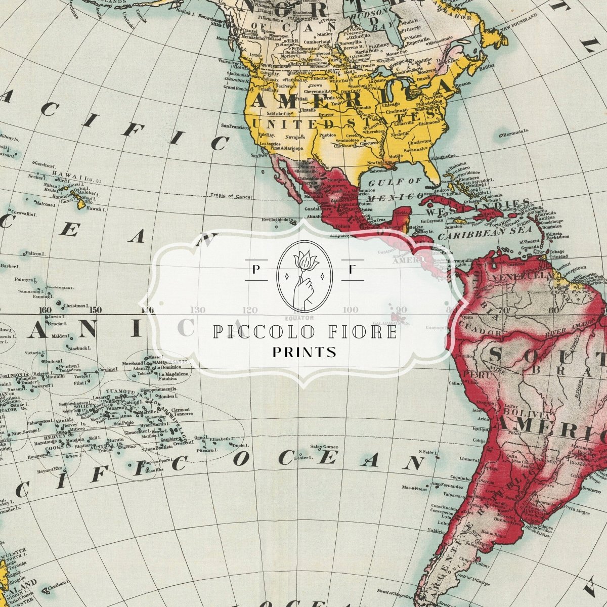 Samsung Frame TV Art | Missionary Map of the World | TV25 - Frame TV Art - Piccolo Fiore Prints
