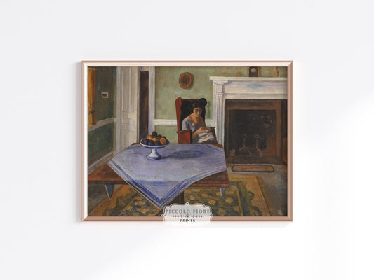 Sewing by the Fireplace | P275 - Single Art Prints - Piccolo Fiore Prints