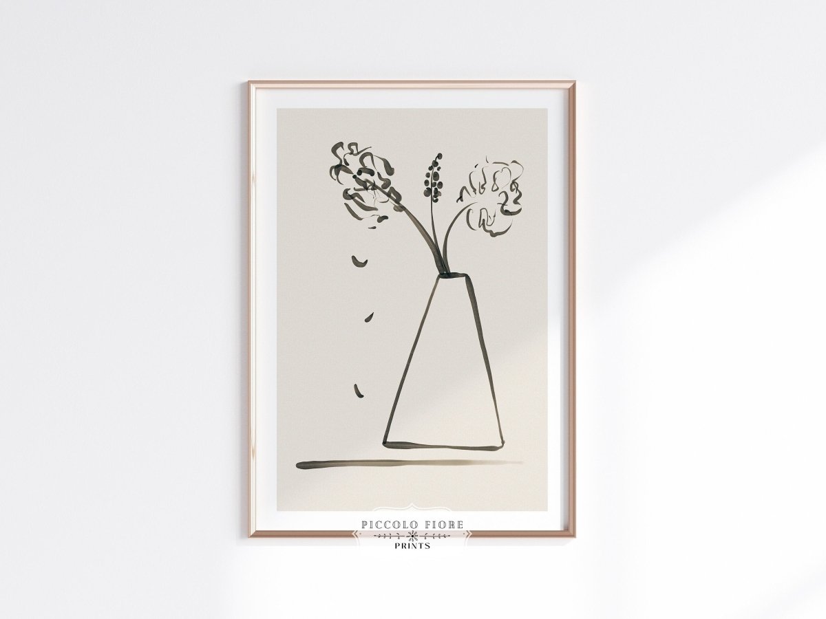 Still Life Lines II | Abstract Vase of Flowers | K13 - Single Art Prints - Piccolo Fiore Prints