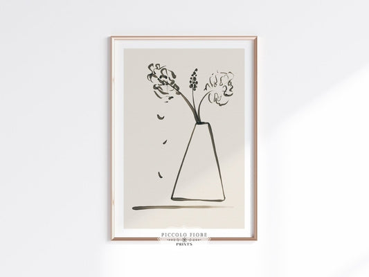 Still Life Lines II | Abstract Vase of Flowers | K13 - Single Art Prints - Piccolo Fiore Prints