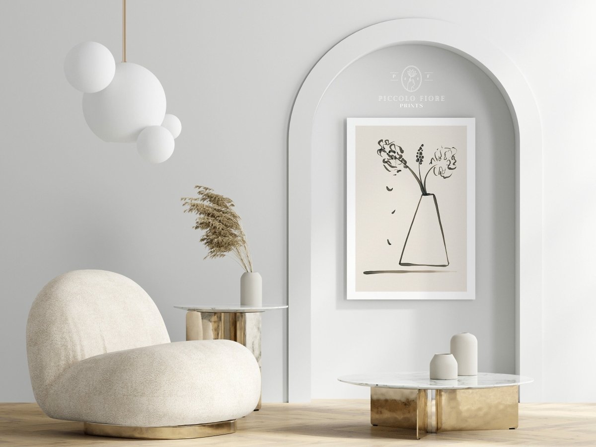 Still Life Lines II | Abstract Vase of Flowers | K13 - Single Art Prints - Piccolo Fiore Prints