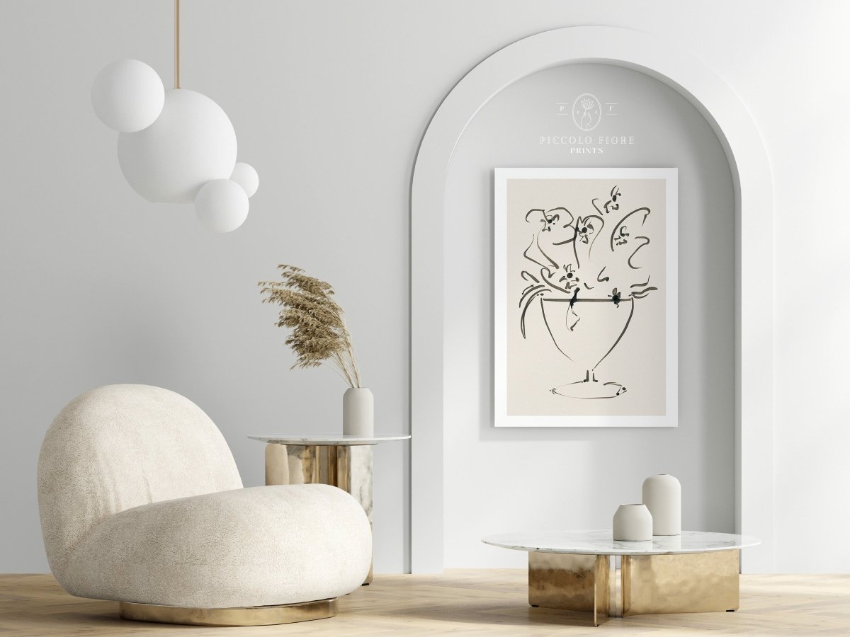 Still Life Lines III | Abstract Vase of Flowers | K14 - Single Art Prints - Piccolo Fiore Prints