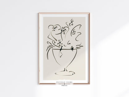 Still Life Lines III | Abstract Vase of Flowers | K14 - Single Art Prints - Piccolo Fiore Prints