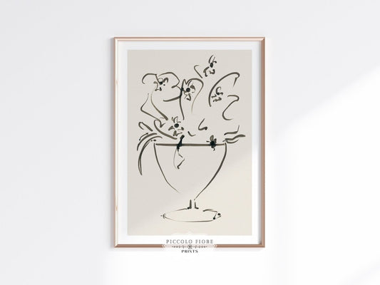 Still Life Lines III | Abstract Vase of Flowers | K14 - Single Art Prints - Piccolo Fiore Prints