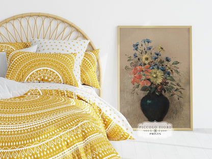 Still Life with a Black Vase of Flowers | P382 - Single Art Prints - Piccolo Fiore Prints