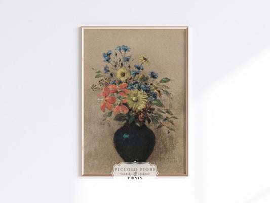 Still Life with a Black Vase of Flowers | P382 - Single Art Prints - Piccolo Fiore Prints