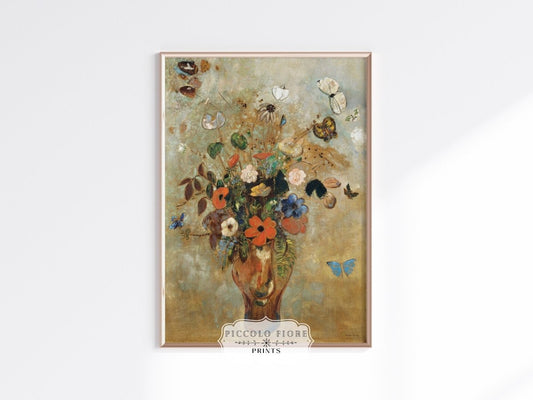 Still Life with a Vase of Flowers and Butterflies | P34 - Single Art Prints - Piccolo Fiore Prints