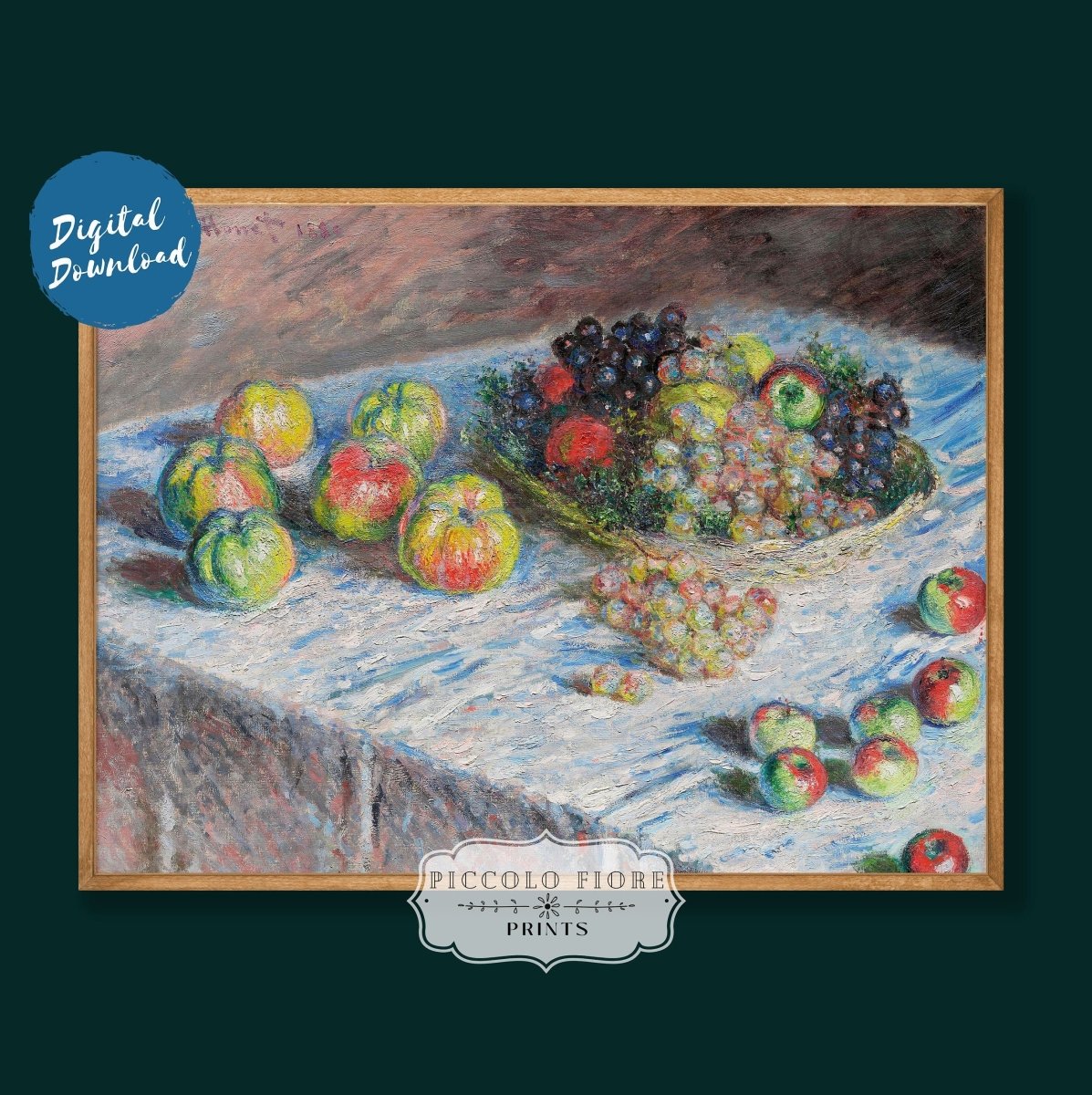 Still Life with Apples and Grapes | P44 - Single Art Prints - Piccolo Fiore Prints